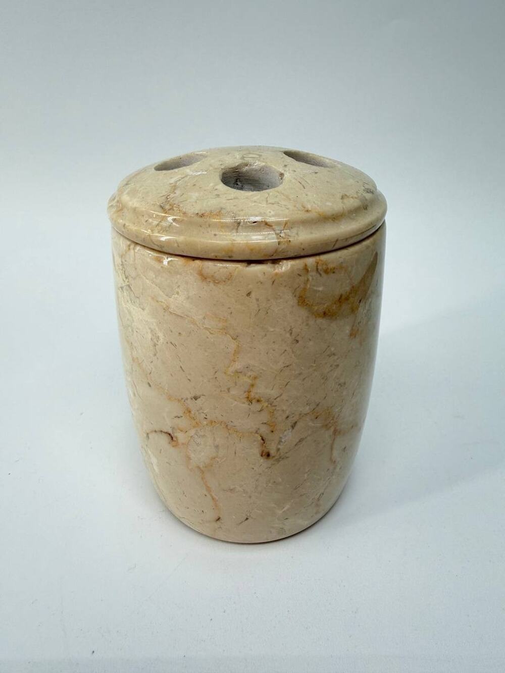 Vintage Genuine Polished Marble 4 Hole ToothBrush Holder Bathroom Accessory